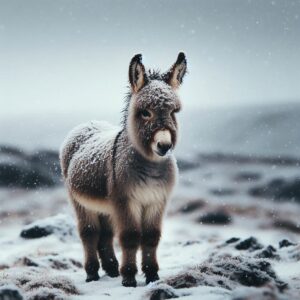 snowy donkey