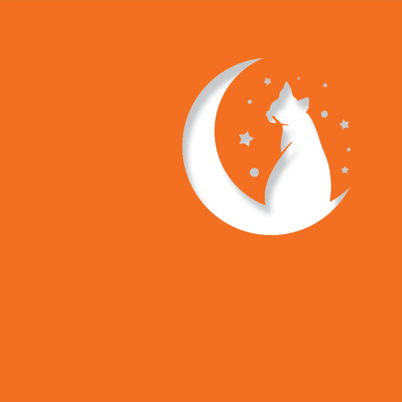 half moon cat deep orange