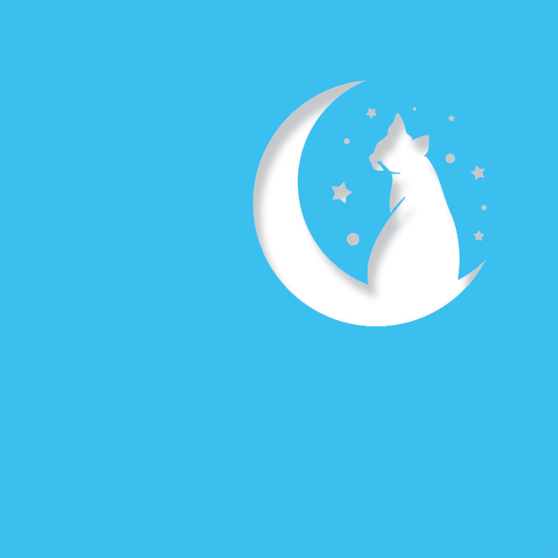 half moon cat light blue
